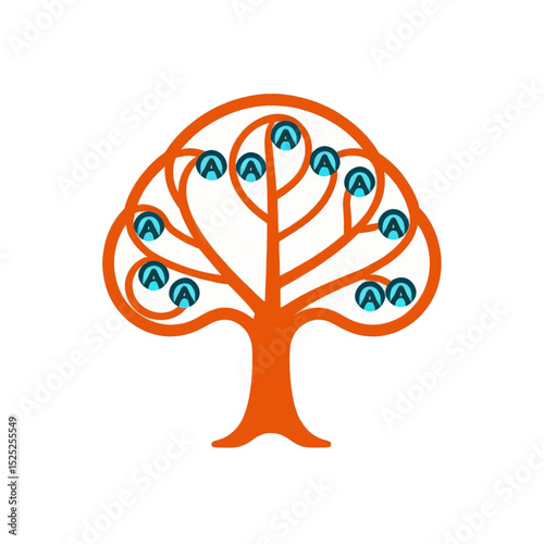 Family-Tree-Icon-Orange-and-Blue-Illustration