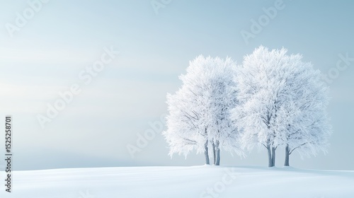 Wallpaper Mural Three snow-covered trees stand together in a serene, snowy landscape under a pale winter sky. Torontodigital.ca