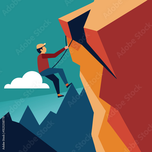A Person Rock Climbing Up The Face Of A Steep Clif