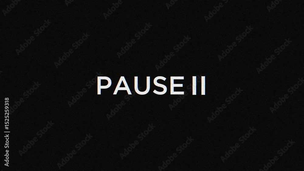 animation VCR playing and pausing a VHS blank tape: the text Pause, appearing with a blinking symbol, at the center of the screen. animated Digital remake, regular size.
