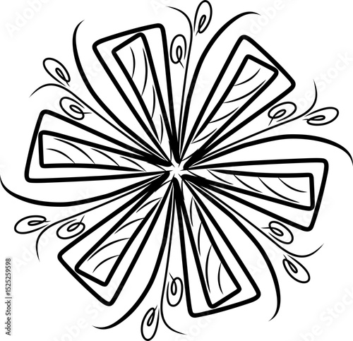 abstract floral line, islamic ornament,ethnic fabric motifs