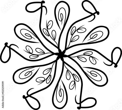 abstract floral line, islamic ornament,ethnic fabric motifs