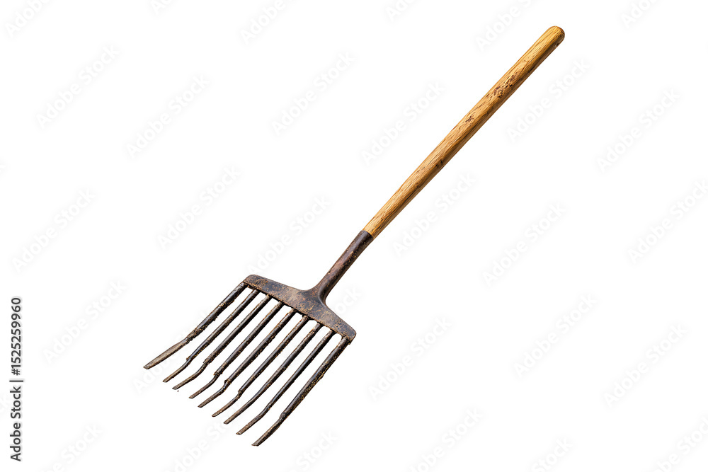 Garden rake isolated on transparent background Garden rake isolated on transparent background