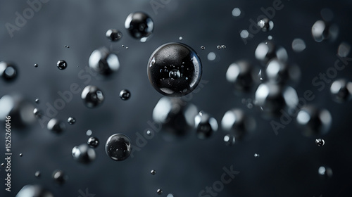 Close-up of a Powerful Rare-Earth Magnet Levitating Metallic Spheres Against a Dark Minimalist Background