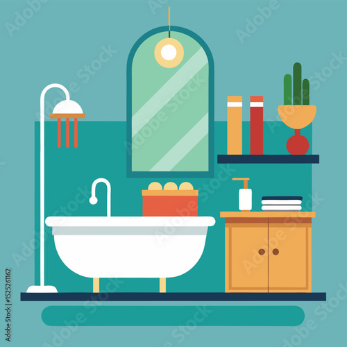 Discover our stylish flat vector illustration showcasing modern bathroom designs, perfect for interior decoration and renovation projects.

