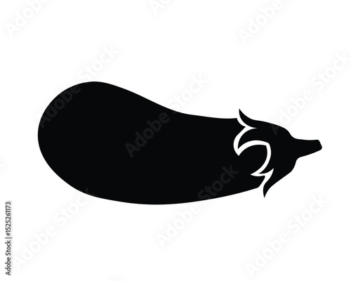Vector silhouette black vegetable eggplant