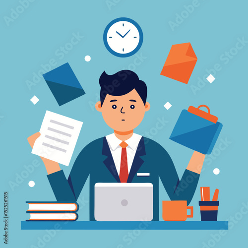 Vector Concept Of Deadline Stress In Office Empl