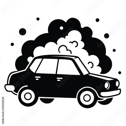 Vector Illustration Of A Car Being Washed With Fo