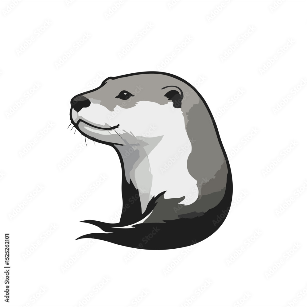 Fototapeta premium Otter Swimming Logo, Side Profile, Flat Illustration