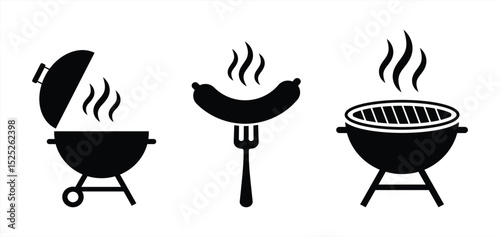 Grill BBQ vector icon set