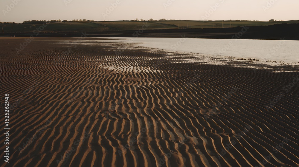 Naklejka premium Beach sand ripple patterns by seaside