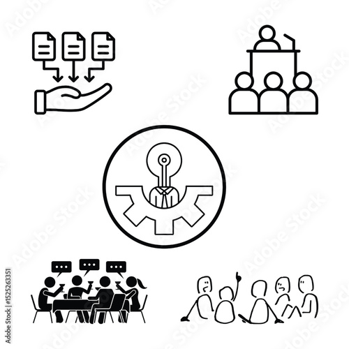  gathering, group of gatherings, conference and  ability icon  
