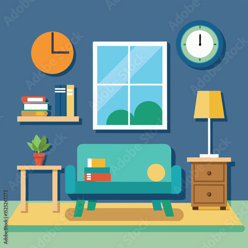 Explore our sleek flat vector illustration showcasing a modern and stylish room interior, perfect for interior design concepts and home improvement projects.
