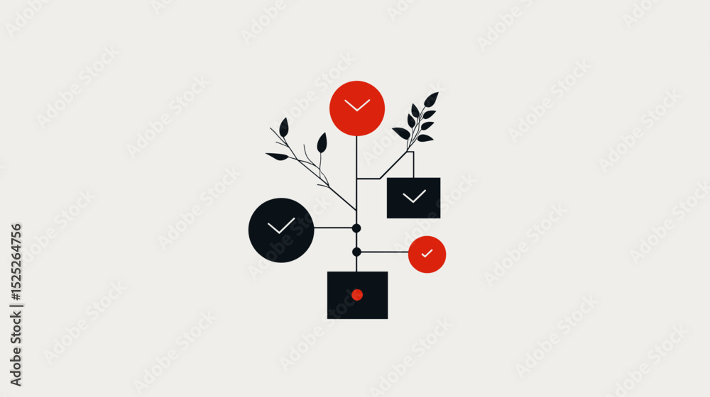 Obraz premium Minimal vector illustration of organized project management elements 