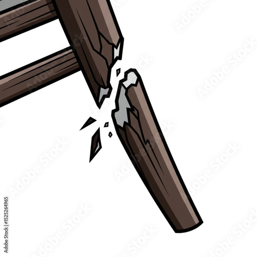 Broken wooden ladder step.