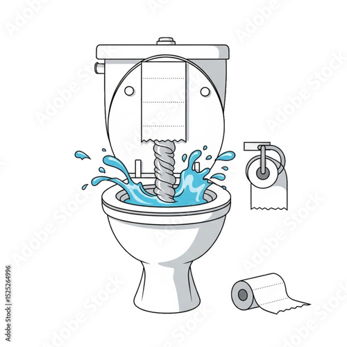 Toilet with water explosion.
