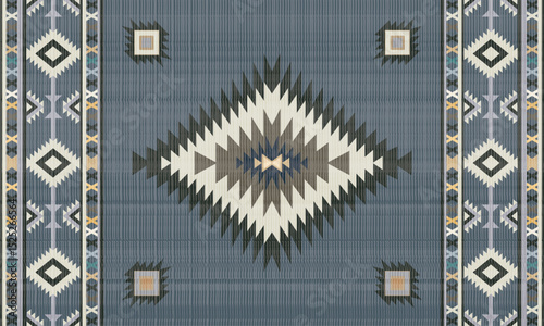 Navajo tribal Green vector seamless pattern. Native American ornament. Ethnic South Western decor style. Boho geometric ornament. pattern. Mexican blanket, rug. Woven carpet illustration	

