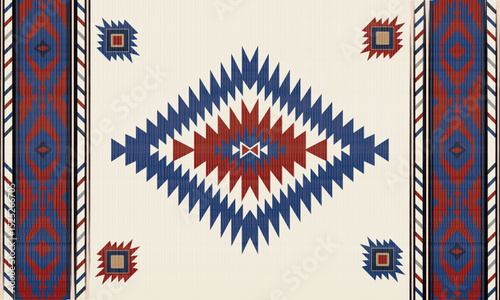 Navajo tribal Green vector seamless pattern. Native American ornament. Ethnic South Western decor style. Boho geometric ornament. pattern. Mexican blanket, rug. Woven carpet illustration	


