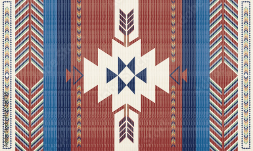 Navajo tribal Green vector seamless pattern. Native American ornament. Ethnic South Western decor style. Boho geometric ornament. pattern. Mexican blanket, rug. Woven carpet illustration	

