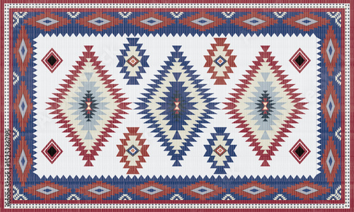 Navajo tribal Green vector seamless pattern. Native American ornament. Ethnic South Western decor style. Boho geometric ornament. pattern. Mexican blanket, rug. Woven carpet illustration	

