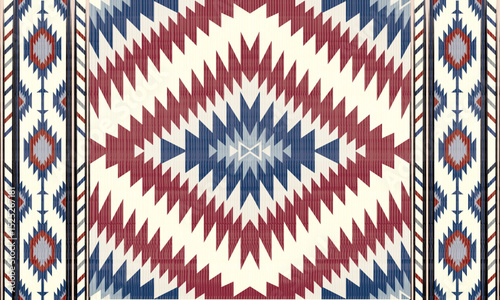 Navajo tribal Green vector seamless pattern. Native American ornament. Ethnic South Western decor style. Boho geometric ornament. pattern. Mexican blanket, rug. Woven carpet illustration	
