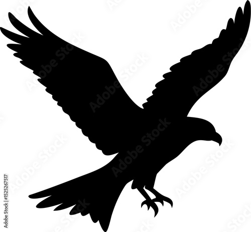 Red Kite Bird Silhouette in Flight – Vector Illustration of a Soaring Raptor