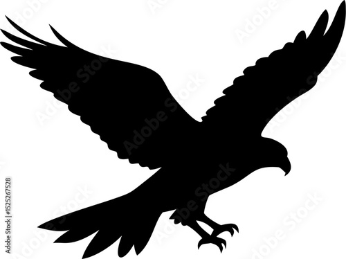Red Kite Bird Silhouette in Flight – Vector Illustration of a Soaring Raptor