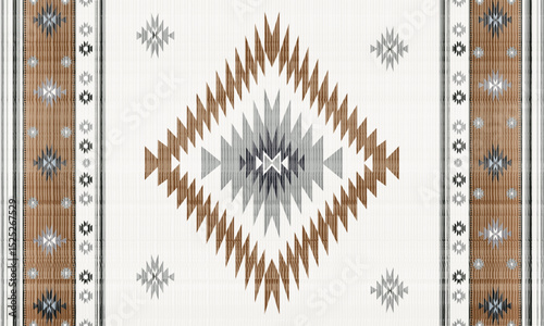 Navajo tribal Green vector seamless pattern. Native American ornament. Ethnic South Western decor style. Boho geometric ornament. pattern. Mexican blanket, rug. Woven carpet illustration	
