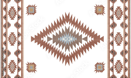 Navajo tribal Green vector seamless pattern. Native American ornament. Ethnic South Western decor style. Boho geometric ornament. pattern. Mexican blanket, rug. Woven carpet illustration	
