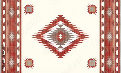 Navajo tribal Green vector seamless pattern. Native American ornament. Ethnic South Western decor style. Boho geometric ornament. pattern. Mexican blanket, rug. Woven carpet illustration	

