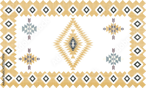 Navajo tribal Green vector seamless pattern. Native American ornament. Ethnic South Western decor style. Boho geometric ornament. pattern. Mexican blanket, rug. Woven carpet illustration	
