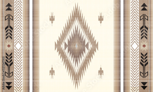 Navajo tribal Green vector seamless pattern. Native American ornament. Ethnic South Western decor style. Boho geometric ornament. pattern. Mexican blanket, rug. Woven carpet illustration	
