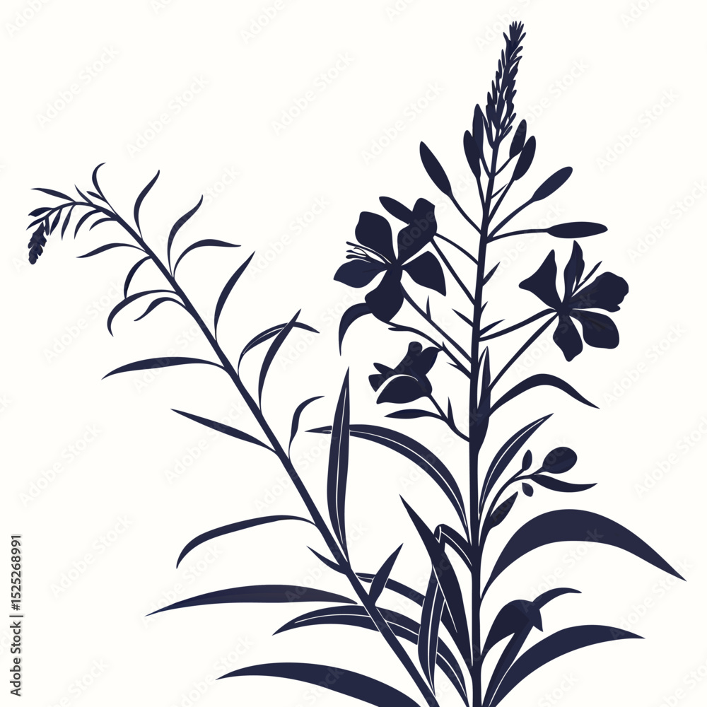 Naklejka premium willowherb with leaves