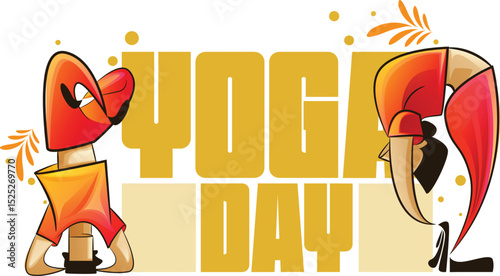 The modern lively illustration beautifully captures International Yoga Day moment, Showcasing various yoga pose with abstract