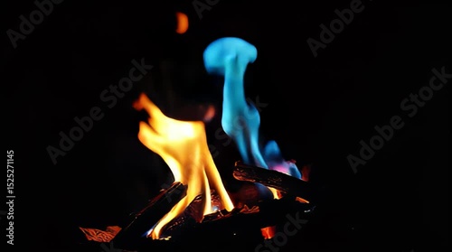 Blue Fire Cracking on Dark Background
