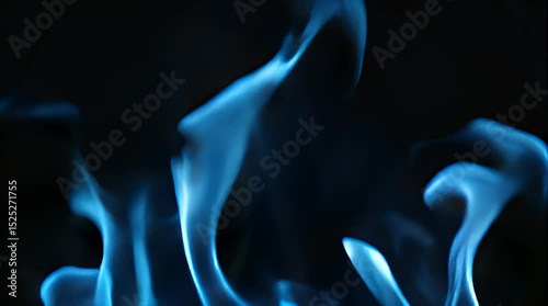 Blue Flame Fire on Dark Background