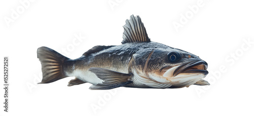 Side view of a fish with dark and light gray scales