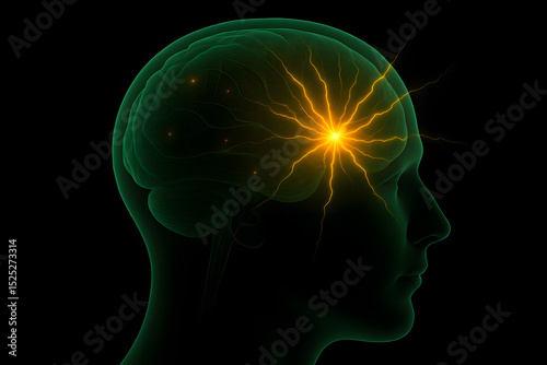 Brain with Neural Spark: A stunning visualization of the human brain showcasing a vibrant neural spark, symbolizing thought, creativity, and the power of the mind.