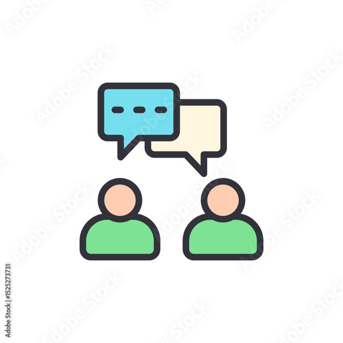 Creative Illustration Depicting Two People Communicating With Speech Bubbles