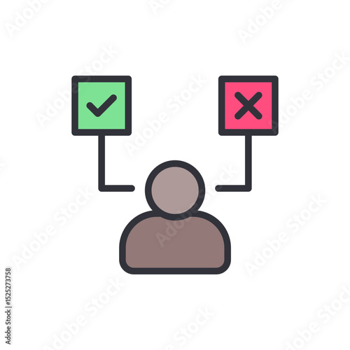 Decision Making Process Shown By Person With Check And Cross Marks
