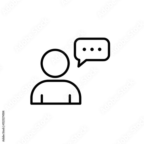 Simple illustration of a person talking in a speech bubble for Mental Health Support  