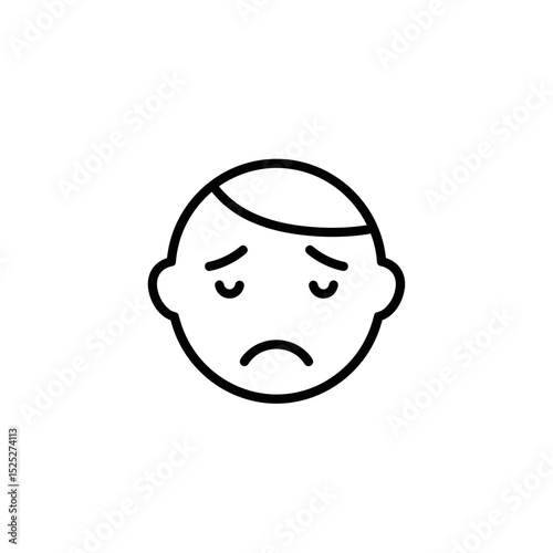 Sad cartoon face with downturned mouth and furrowed brow representing Mental Health Support  