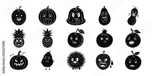 Disgust Fruit Faces Vector Silhouette Bundle 1 (1)