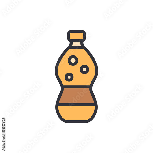 Isolated Graphic Style Bottle With Liquid And Bubbles On Transparent