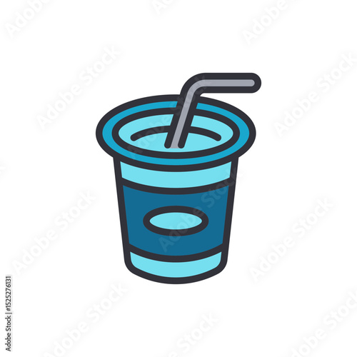 Refreshing Beverage With Straw In Modern Minimalistic Style Graphic