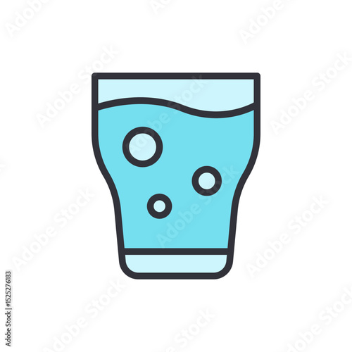 Glass Of Sparkling Refreshment With Effervescent Bubbles Icon Graphic
