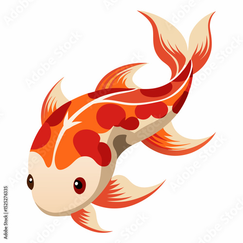 Elegant Koi Fish Illustration with Flowing Fins on White Background Symbolizing Prosperity Good Fortune and Perseverance in Japanese and Chinese