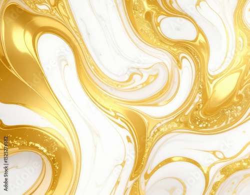 Luxurious gold and white swirl design creates elegant and sophisticated abstract wallpaper. high fidelity texture adds depth and richness, perfect for upscale interiors