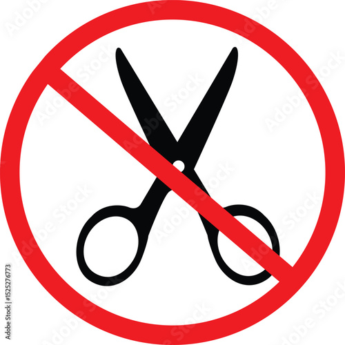 No scissors sign. Sharp objects not allowed here. Weapon prohibited symbol. flat style.
