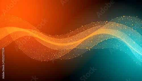 Abstract Digital Wave in Orange and Cyan Tones
